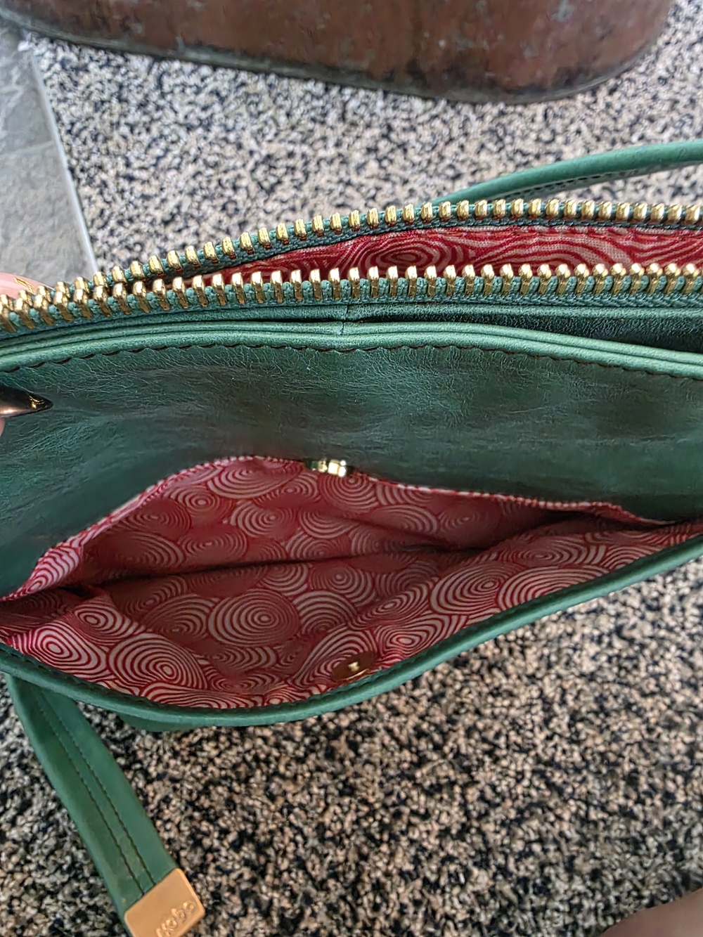 HOBO Green Leather Bucket Satchel Crossbody Bag Vintage Soft Leather Y2K - Picture 6 of 16